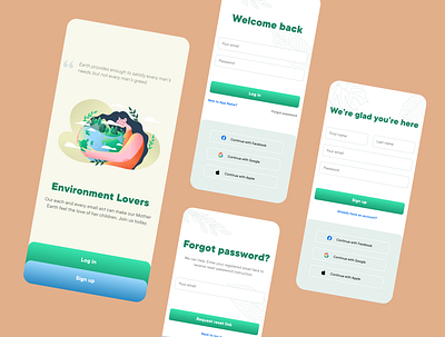 Authentication flow UI exploration 3 app app concept authentication flow design flat login minimal sign up ui ui exploration