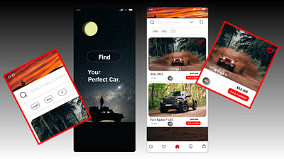 cars shop app design graphic design ui ux