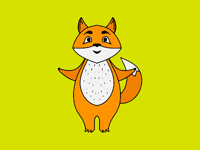 Doodle fox icon Animal cartoon zoo