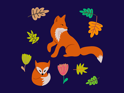 Doodle fox icon Animal cartoon zoo