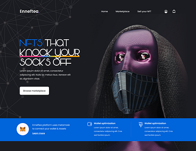 NFT Marketplace Landing Page best shot bestshot branding design illustration landing page logo ui uiux vector