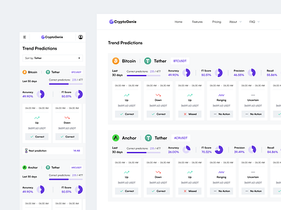 CryptoGenie Platform ai artificail intelligence bitcoin blockchain coin crypto crypto wallet ethereum finance mobile platform prediction product trading tranding ui ux web