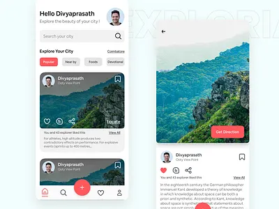 Exploria Feed app appdesign design ui