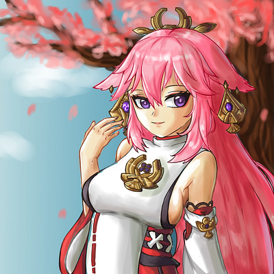 Yae Miko Fanart anime art anime girl digitalart game character genshin impact illustration yae miko