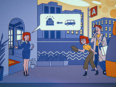 Vector illustration with line for travel company animation art character design funny hotel illustration vector