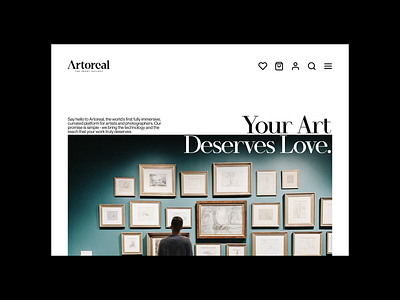 Artoreal Landing Page Concept art art gallery art museum landing page typography web design website