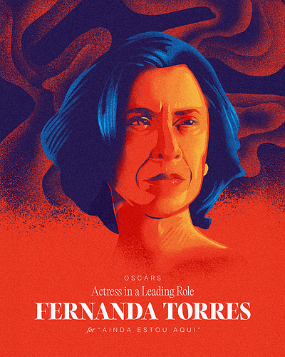 Editorial Illustration - Fernanda Torres for I'm Still Here academy awards cinema editorial illustration oscars portrait poster