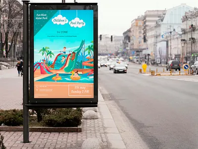 Water Park Flyer advertisement art branding design flyer flyerdesign graphic design graphics illustration marketing mockup partyflyer poster socialmedia template ui ux