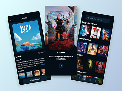 Movie Streaming App app app design art branding design figma graphic design illustration illustrator logo movie photoshop portfolio streaming ui ux vector watch web ui