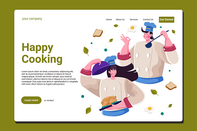 Happy Cooking - Landing Page app branding cooking design graphic graphic design happy cooking illustration landing landing page process template ui ui design ux ux design walkthrough web web development website