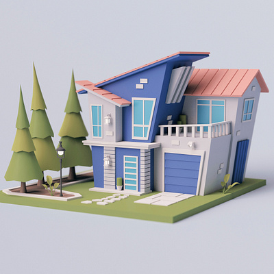 Cartoon Modern House modern modern house stylized