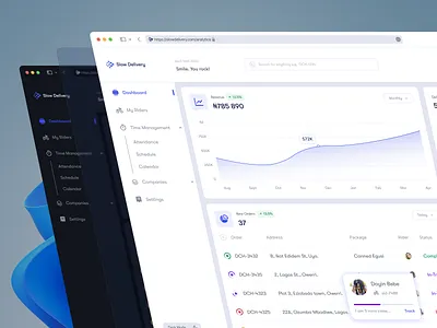 Admin Dashboard Concept for Slow Delivery admin dark data visualisation delivery design logistics minimal performance product design revenue rider simple design status sweet ui track ui ux