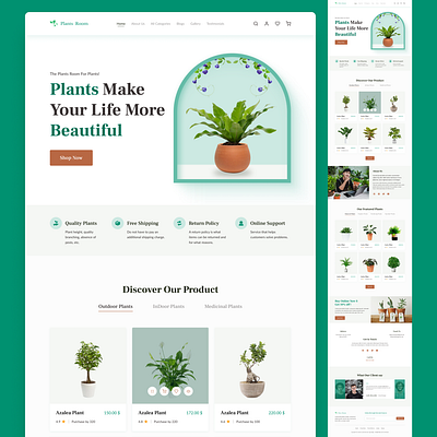 Plant shop home page design clean creative designer designinspiration designsolutions designuiux dribbble flatdesign homepagedesign landingpage modern professional ui uitrends webdesign website