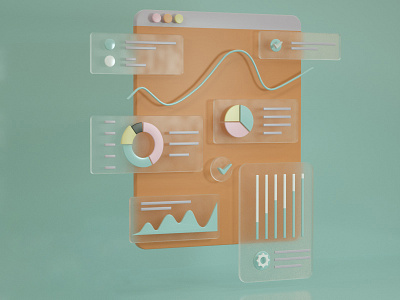Data analysis illustration 3d analysis big data chart cinema 4d illustration interface octane render uix