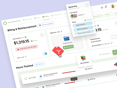 Lotsa Concept Dashboard UI billing calendar concept dashboard hour tracking interface product product design saas tasks tracking ui ux