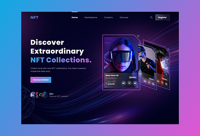 NFT Hero Header Section / UI Figma Design banner fiverr gig freelance design hero header landing page nft nftdesign ui ui design ui web design web design