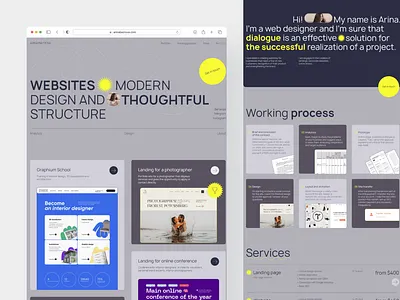 Website for a web designer freelance landing landing hage open for cooperation portfolio tilda ui uiux uiuxdesign webdesign website