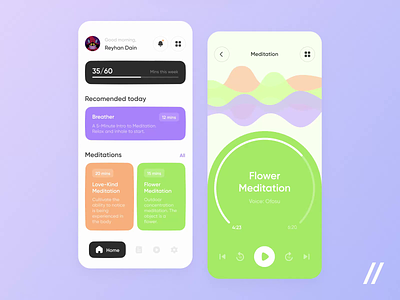 Meditation App android animated animation app breathing design interface ios meditation mobile mobile app mobile ui mobile ux motion motion design motion graphics ui uiux ux well-being