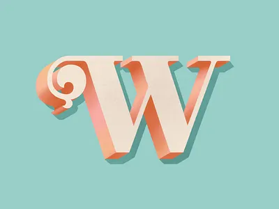 W 36 days of type design dimensional type drop cap hand lettering lettering typography