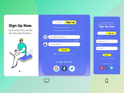 Sign up Screen for Desktop and App art artwork dailyui design designinspiration designlife designnerd designporn designs designtip graphicdesign graphics interfacelift ui uiux userexperience userinterface uxdesign