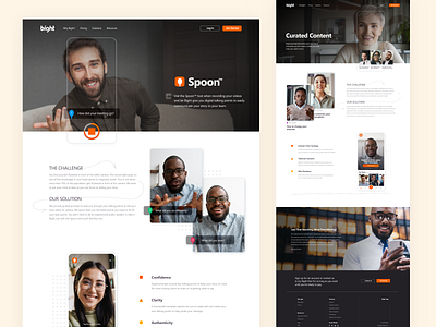 Bight | Spoon Tool and Content app website landing page marketing website modular orange product prompter streaming tool ui ux ux ui video video tool website