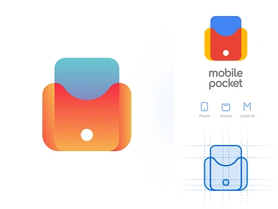 Mobile pocket logo design explanation branding cellphone design explanation gedas meskunas glogo gradient icon illustration letter logo mobile money phone pocket ticket vector wallet