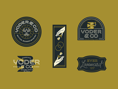 Yoder & Co Badges branding bride design digital illustration dove graphic design hand illustration illustrator procreate rose type lockup typography wedding