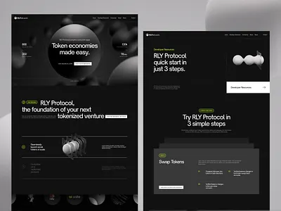 RLY Network Design blockchain clean dark theme landing page layout minimal nft vietnam web design web3 website