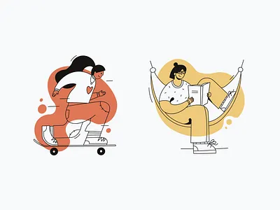 Flat linear illustration pt.2 communication flat girl illustration linear people school web