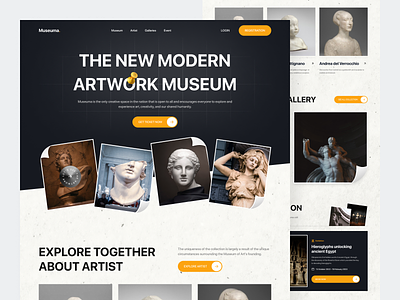 Museuma - Art Museum Landing Page abstract aesthetic art artist artistic artwork collection event exhibition gallery image landing page museum nft painting product product page statue web design website