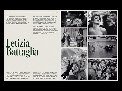 Letizia Battaglia 2022 trends art direction branding clean creative design editorial grid history layout photo photograper typo typography ui ui elements uidesign ux web web design