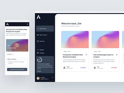 The Lab - No-Code Video Course Platform | Atom Design app atom atomdesign bubble bubble.io clean design flat nocode simple thelab ui ux webflow