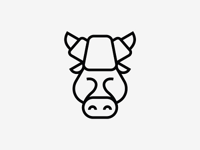 Croissant Bull Logo animal logo branding bull cow croissant fast food logo food logo mascot logo outline logo restaurant