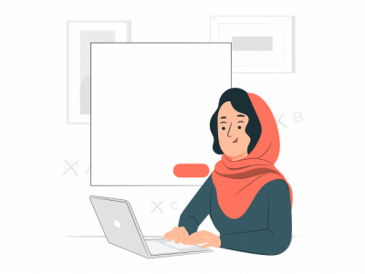 Online Test. animation boltbite design exam girl iconanimation illustration loopable lottie motion graphics online study test testing ui