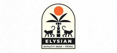 ELYSIAN badge beer branding design graphic design illustration illustrator label lockup logo minimal monkey palmtree paradise simple texture vector
