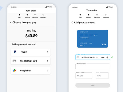 Mobile App Payment Checkout app design checkout creditcard dailyui design thinking figmadesign graphic design ios app payment checkout process design product design prototype screenflow uidesign uimockup user process userflow ux progress uxdesign visual design