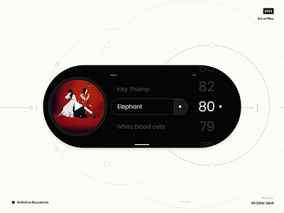 Defining Boundaries animation artist audio black brutalism component dark dashboard designsystem mini minimal motion design music player productdesign slider ui ui animation ux