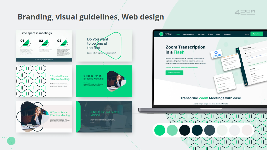 Branding, visual guidelines, Web design app