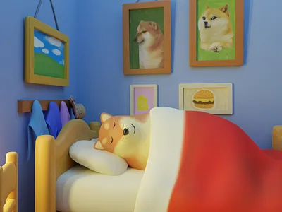 Cheems 3d blender cartoon character cute digitalart illustration
