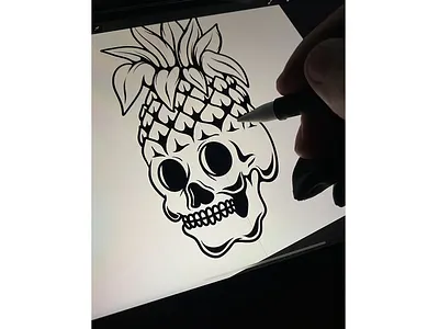 Pineapple skull. Procreate drawing design illustration pineapple pineapple skull procreate skull summer tshirt design vintage