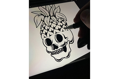 Pineapple skull. Procreate drawing design illustration pineapple pineapple skull procreate skull summer tshirt design vintage