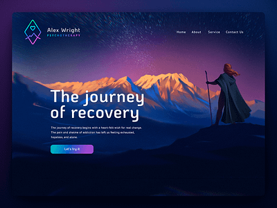 Illustrations and Web design for Alex Wright Psychotherapy dawn figma health hero section home home page illu illustration journey mountains procreate psychotherapy sunset way web design