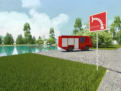 Zhabino fireproof pond scene environment 3d environment environment design