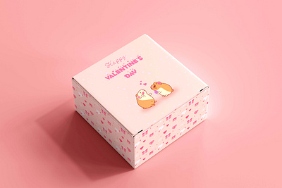 Box "Happy Valentine's Day!" 14 box design february gift graphic design hamster heart illustration love pink present vector