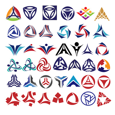 40 Triangles and Pyramids Logo Symbols Design 40 abstract amazing beautiful design digitalart fashion geometric gorgeous illustration letter a logo modern project pyramid shapes svg symbol triangles vectorart