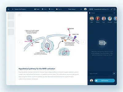 Fourwaves - Scientific Online Conference - Slides View app clean conference google meet meeting minimal mobile online event presentation slides ui videocall web white zoom