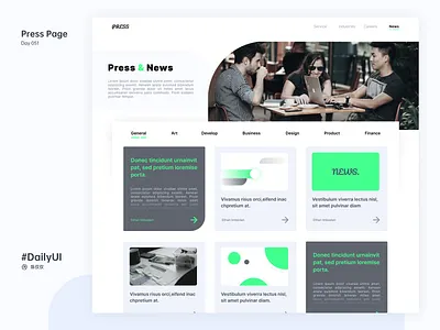 #DailyUI Day51 - Press Page 100days article branding daily 100 challenge dailyui design media mobile news newsletter press press page work