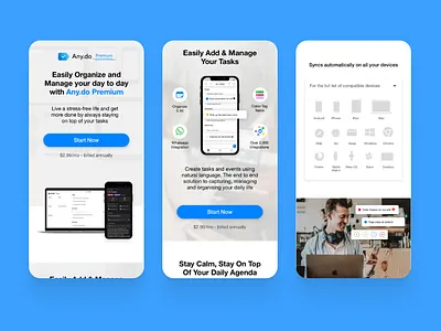 Any.do Premium - Promo Page app branding landing page mobile premium product promotional ui ux vector
