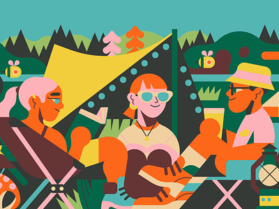Camping Trip character digital folioart illustration lanscape nature owen davey vector