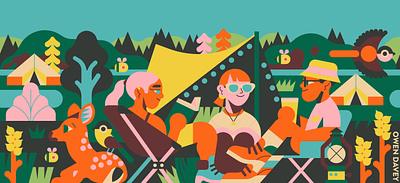 Camping Trip character digital folioart illustration lanscape nature owen davey vector